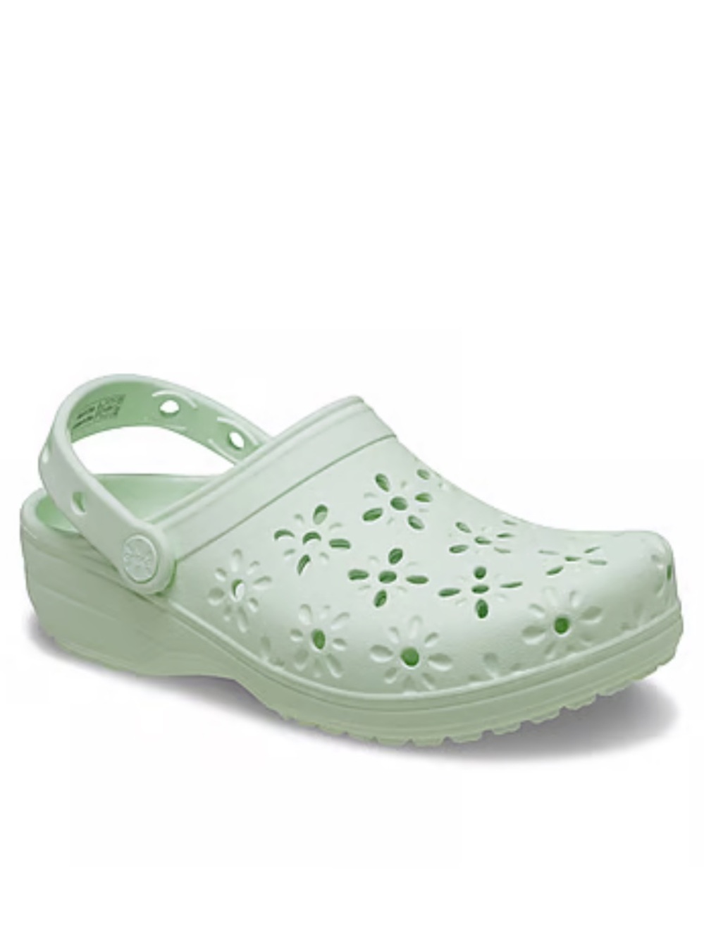 CROCS 💚 floral laser cut Light Mint Foam Clogs with Flower Cutouts NWT - Picture 8 of 8
